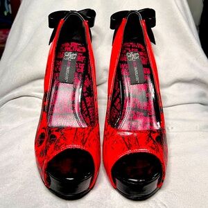Loni | Iron Fist x Just Fab | Red Peep Toe Heels